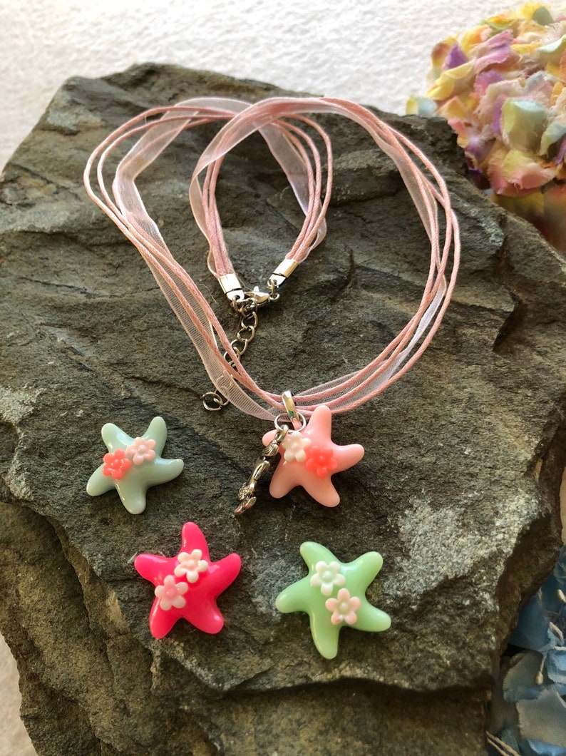 10 Mermaid Star Necklaces Party Favors.