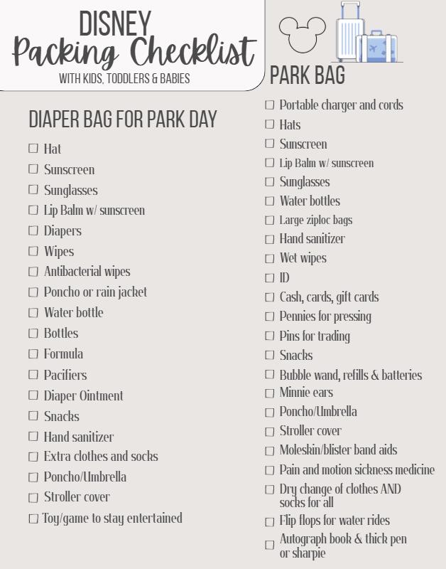 Disney Packing Checklist | Family Disney Documents | Kids Packing List ...