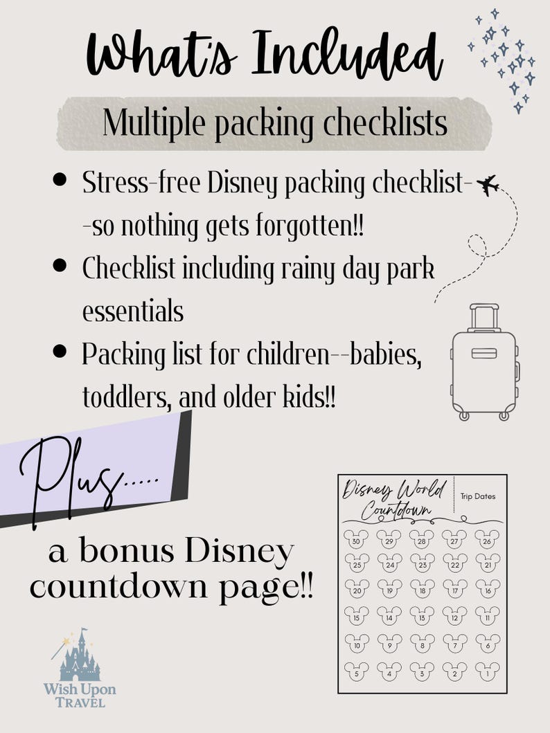Disney Packing Checklist | Family Disney Documents | Kids Packing List ...
