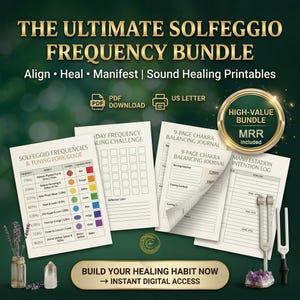 Sound Healing Frequencies Planner | Chakra Balancing Manifestation Tracker (MRR)