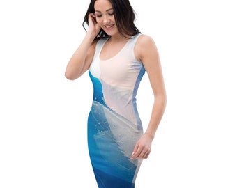 Blue Diamond Pattern Tank DressFitted DressWomenLadiesGirlsEvening CasualDate NightPartyCocktail DressFun DressMini Dress