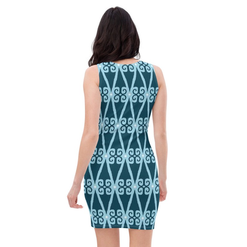 Blue Diamond Pattern Tank DressFitted DressWomenLadiesGirlsEvening CasualDate NightPartyCocktail DressFun DressMini Dress