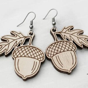 Pair of DIY Fall Earrings – Wood Earring Blanks for Jewelry Making, Laser Cut Autumn Shapes, Autumn Craft Supplies, Unfinished Wood Jewelry