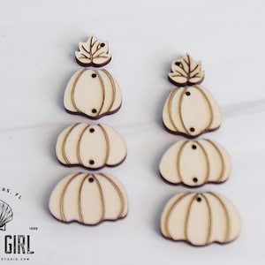 Pair of DIY Fall Earrings – Wood Earring Blanks for Jewelry Making, Laser Cut Pumpkin Shapes, Autumn Craft Supplies, Unfinished Wood Jewelry