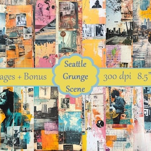 Seattle Grunge Scene Journal Papers/PJ inspiré Ephemera/Scrapbooking/Pages imprimables/Téléchargement numérique/Mood Board/Feuille de collage/Journal artistique