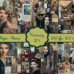 Papiers ordures ménagères années 20/éphémères de l'âge d'or/scrapbooking/Pages imprimables/téléchargement numérique/mood board/feuille de collage/journal artistique