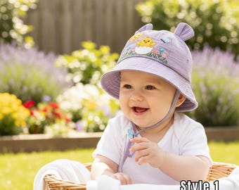 Hand Embroidered Baby Chick Bucket Hat, Kids Easter Hat, Farm Animal Sun Hat, Handmade Spring Bucket Hat for Toddlers