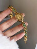 Vintage Jade Quartz Watch Bracelet - Elegant & Unique Jewelry for Women