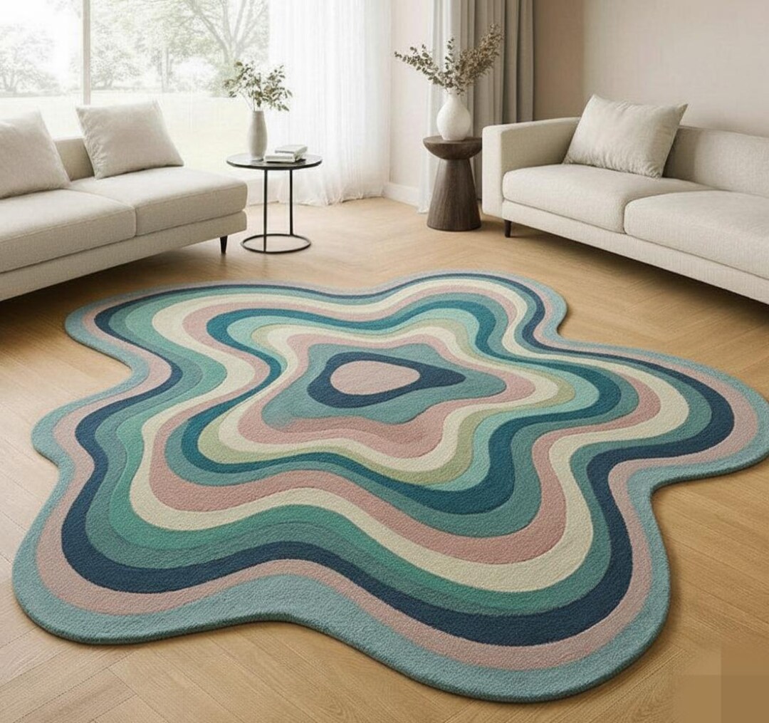 Modern Irregular Rug Colorful Mid -century Modern Inspired Irregular Rugs for Office/nursery ...
