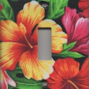Hibiscus Monstera Flowers Single Light Switch Plate