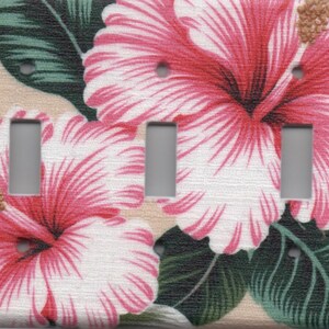 Hibiscus Flowers Triple Light Switch plate