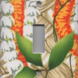 Ilima Pikake Flower And  Maile Lei Single Light Switch plate