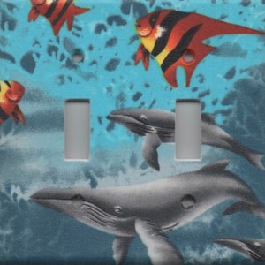 Whales And Tropical Fish Double Light Switch Plate