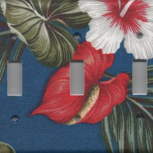 Hibiscus And Anthurium Triple Light Switch plate