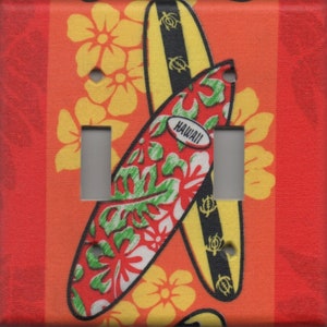HAWAI&#39;I Surfboard Double Light Switch Plate