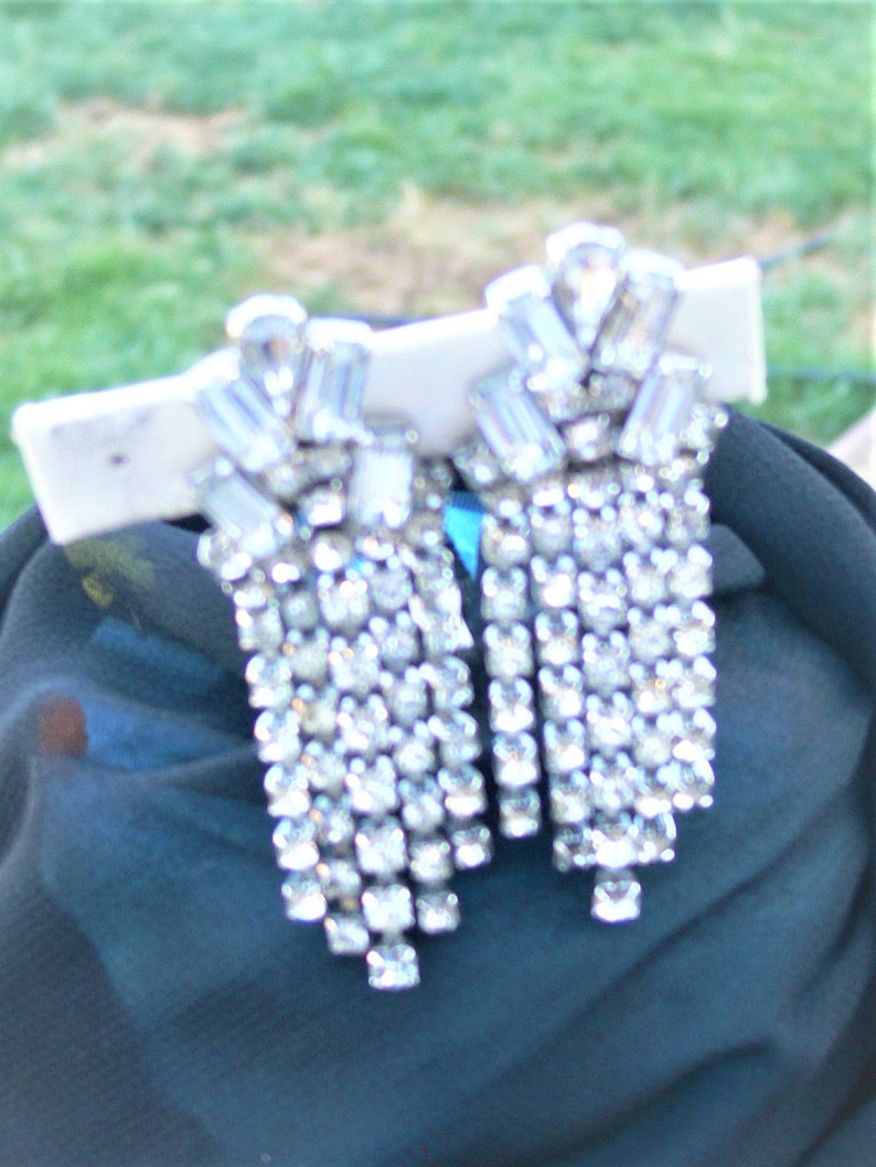 dangle rhinestone clip earrings bling earrings