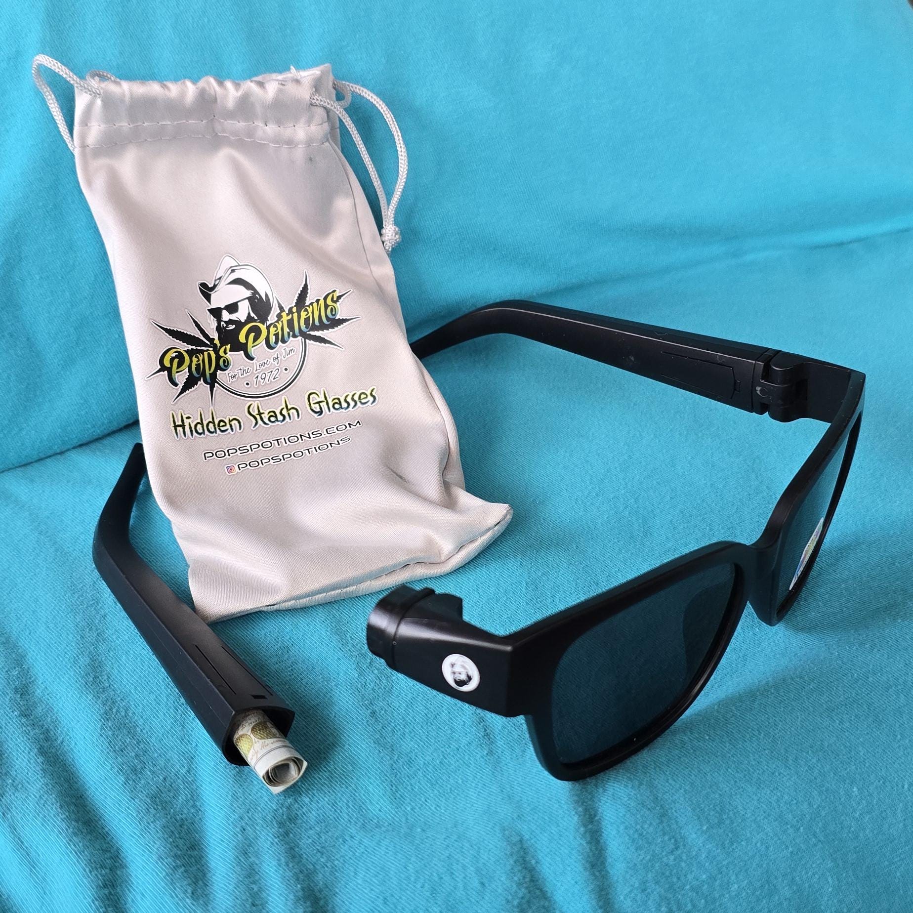Polarized Sunglasses with Hidden Storage - Square Plastic Frame Retro Hiding Spot Sunglasses with Hidden Compartment  main image 3