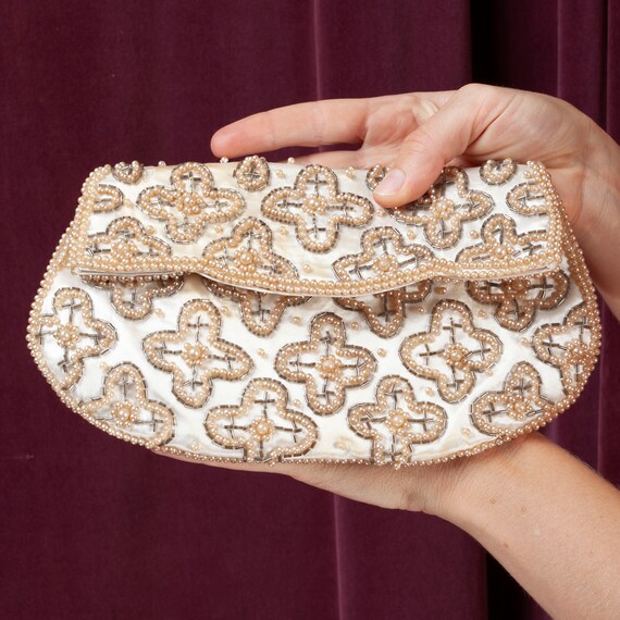 1950s Vintage Handbeaded Clutch, Beaded Clutch, Vi