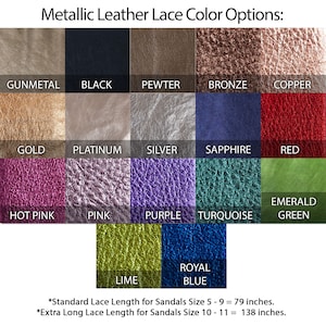 Metallic Leather Laces, Solid Colors, Laces, Sandals, Comes in a Pair for Lace Up Sandals, Standard 79 Length or Extra Long 138 Length image 1