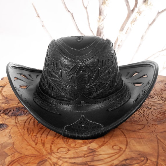 Leather Cowboy Hat Pirate Hat Tricorn 