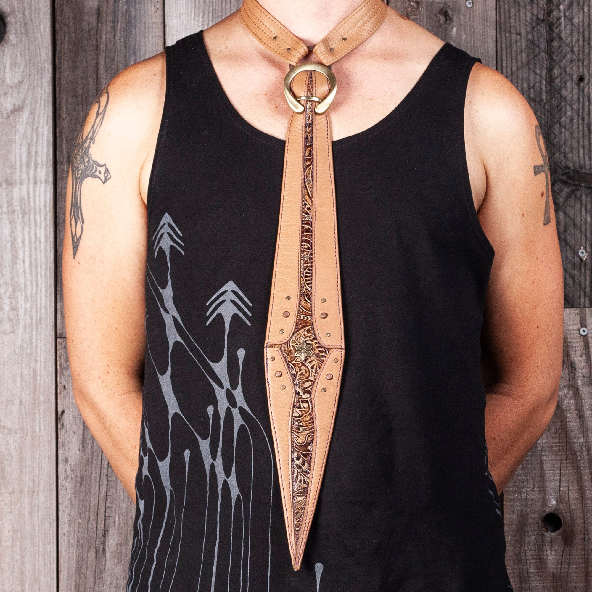 mens leather tie
