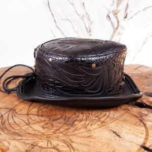 Daunting & Dapper Leather Hat, Top Hat, Short Top Hat, Tophat, Hats, Steampunk, Burning Man Hat, Festival Wear, Steampunk Hat, Leather Hats image 6