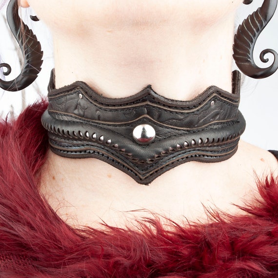 etsy leather collar