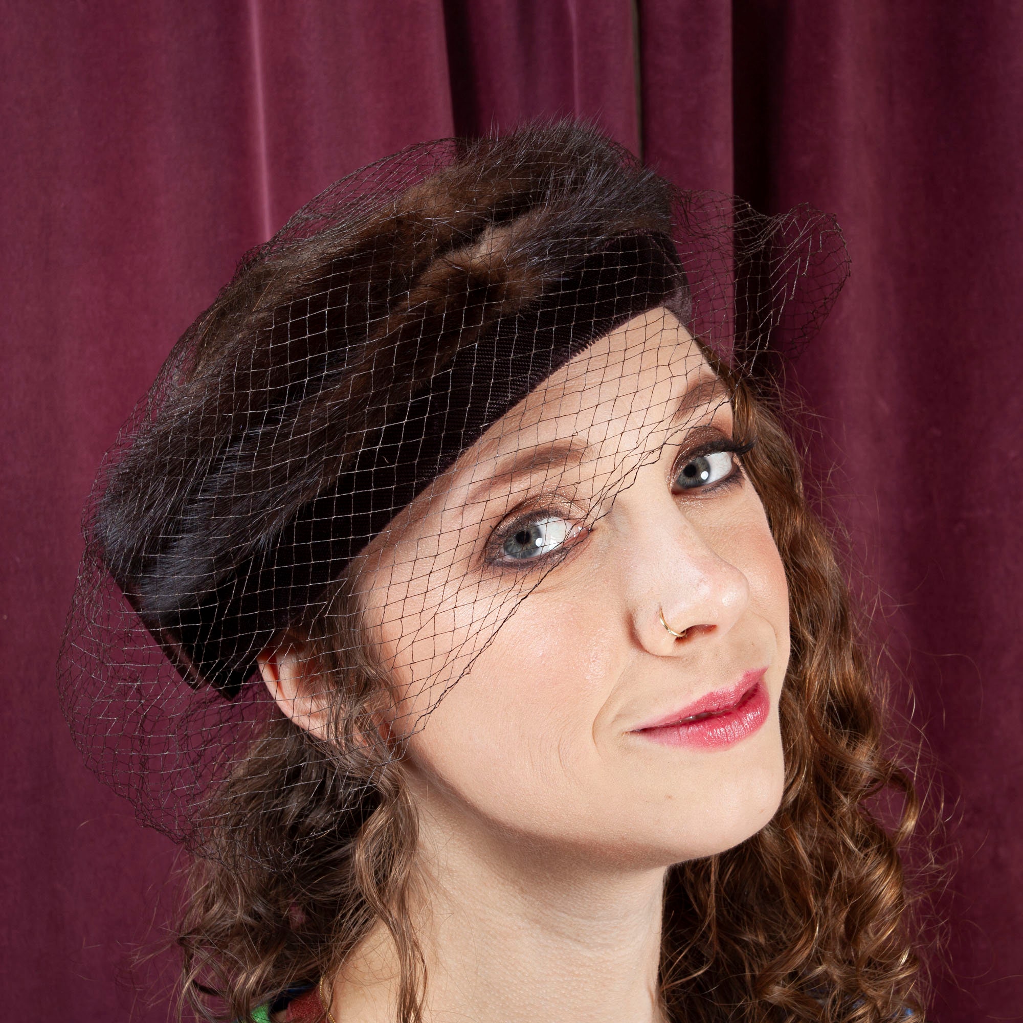 1950s Vintage Mink Fur Pillbox Hat 