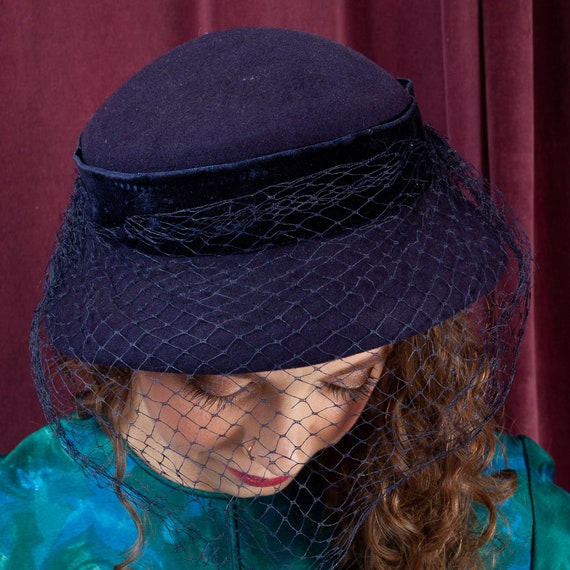 1940's, Glenover Henry Pollack NY, Navy Felt Hat,