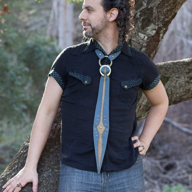 mens leather tie