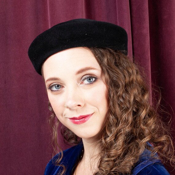 1940s, Neiman Marcus Co, Velour Hat, Pillbox Hat,