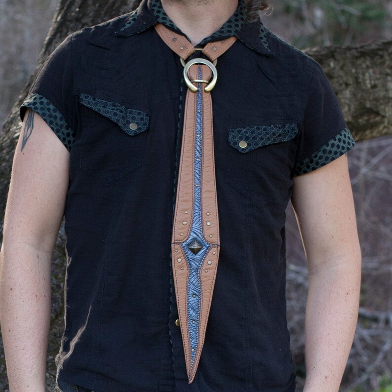 mens leather tie