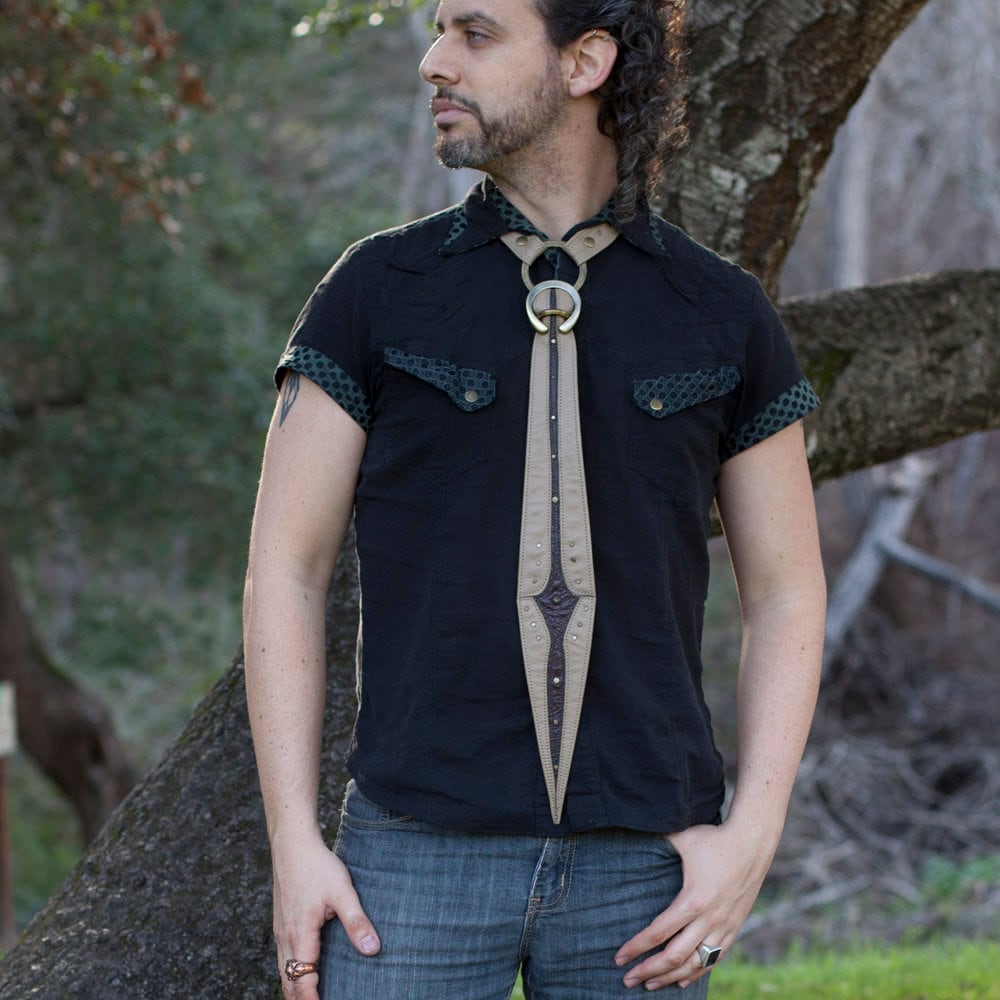 mens leather tie