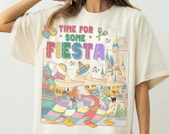 Camiseta Disney Three Caballeros Time For Some Fiesta, Camiseta a juego para la familia del Castillo Mágico de Disneyland Park, Festival del Cinco de Mayo, Viaje a WDW