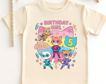 Personalized Name Age Super Kitties Birthday Girl Kid Toddler Shirt, Disney Ginny Sparks Buddy Bitsy Birthday Tee, Disneyland Family Trip
