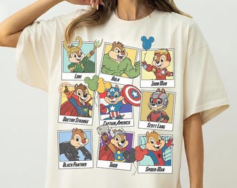 Divertida camiseta personalizada de Disney Chip y Dale, camiseta Double Trouble, camiseta de superhéroes de Disney, cómic de Marvel, regalos para fans del MCU