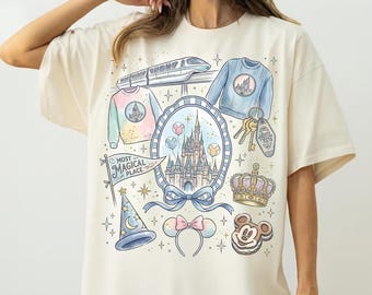 Walt Disney World Magischster Ort der Welt Retro T-Shirt, BTW Epcot Center Reise Shirt, Kokette Bogen Magisches Schloss T-Shirt, Familienausflug Geschenke