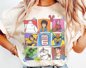 Disney Big Hero 6 Film Comfort Farben Shirt, Baymax Mochi Hamada Charaktere Tee, Mickey Ballon T-Shirt, BTW Disneyland Familienausflug Outfits