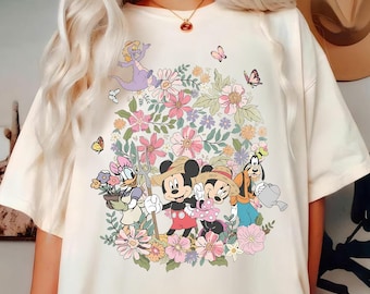 Camiseta retro de flores y jardines de Epcot de Comfort Colors®, camiseta de Mickey y sus amigos Figment con pájaro naranja, conjunto familiar a juego de WDW, camiseta para el viaje a Disneyland 2026