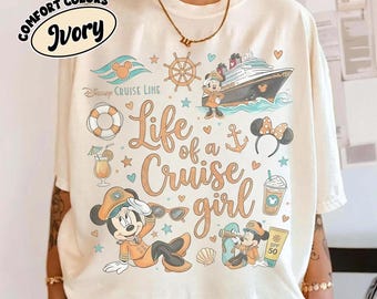 Camiseta "Life of a Cruise Girl" con colores cómodos, camiseta "Disney Cruise Line Minnie Girls Trip" y camiseta "Disney Magic Wonder Fantasy Wish Destiny Adventure".