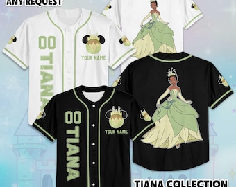 Personlig Tiana Princess basebolltröja, Disney Tiana Princess och grodan tröja, födelsedagspresent, Disney basebollfan-present