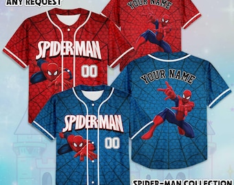 Camiseta de béisbol personalizada de Spider-Man, camiseta de béisbol de superhéroe, atuendo de cumpleaños de Marvel, camiseta de Spider-Man, regalo para fanáticos