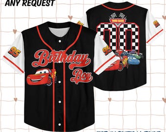 Lightning McQueen Cars Birthday Boy Baseball Jersey Custom Name Number Kids Racing Birthday Shirt Cars Party Outfit
