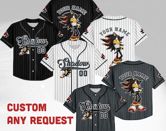 Camiseta de béisbol de Shadow the Hedgehog de Disney, Camiseta personalizada de Shadow de Disney, Regalo para niños, adultos y unisex, Camiseta de béisbol personalizada de Shadow