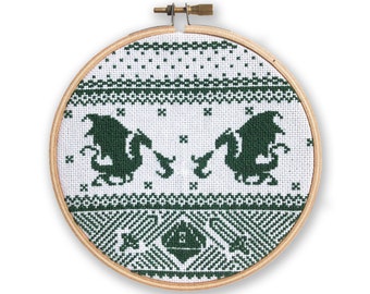 Ugly Christmas Sweater RPG Cross Stitch Pattern - Printable - Dungeons and Dragons - Geek