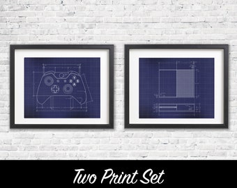 Two Print XBOX One Gift Set -  Printable - Video Game Decor - Video Game Wall Art