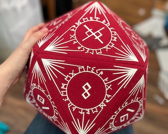 Red and White Love Rune D20 - Ready to Ship