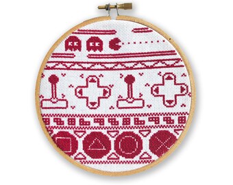 Video Game Christmas Sweater Cross Stitch Pattern: Geek Gamer DIY (Instant Download)