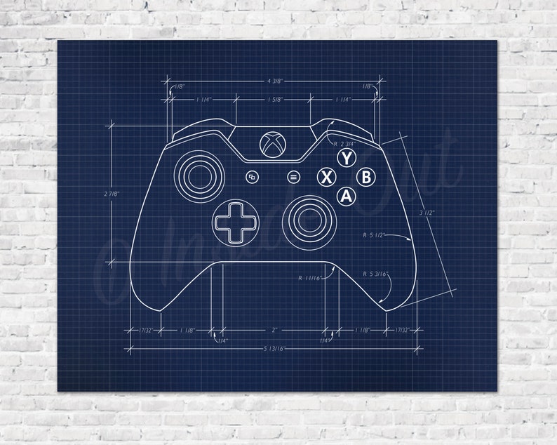 XBOX One Controller Blueprint Video Game Decor Printable Etsy