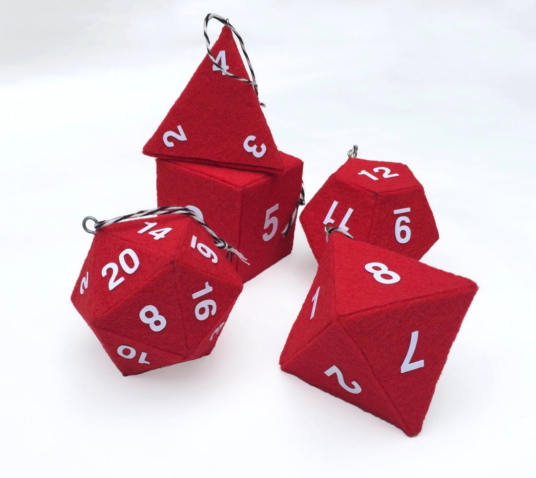 Set of 5 Red Dnd Dice Tree Ornaments Ready to Ship Etsy